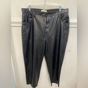Abercrombie & Fitch Women's Black Faux Leather Straight Leg Pants